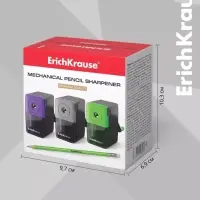 Точилка механическая ErichKrause, с контейнером, с креплением к столу, диаметр отверстия 8 мм, МИКС