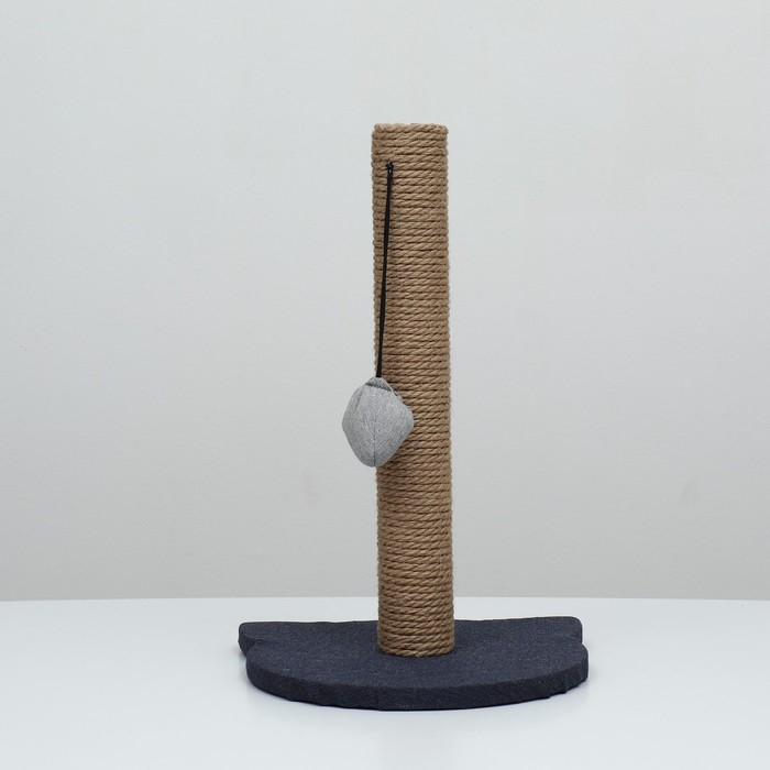 Когтеточка-столбик с основанием-кошечкой  Когтеточка-столбик с основанием-кошечкой "Пижон", 32 х 31 х 47 см, рогожка, джут, серо-синий