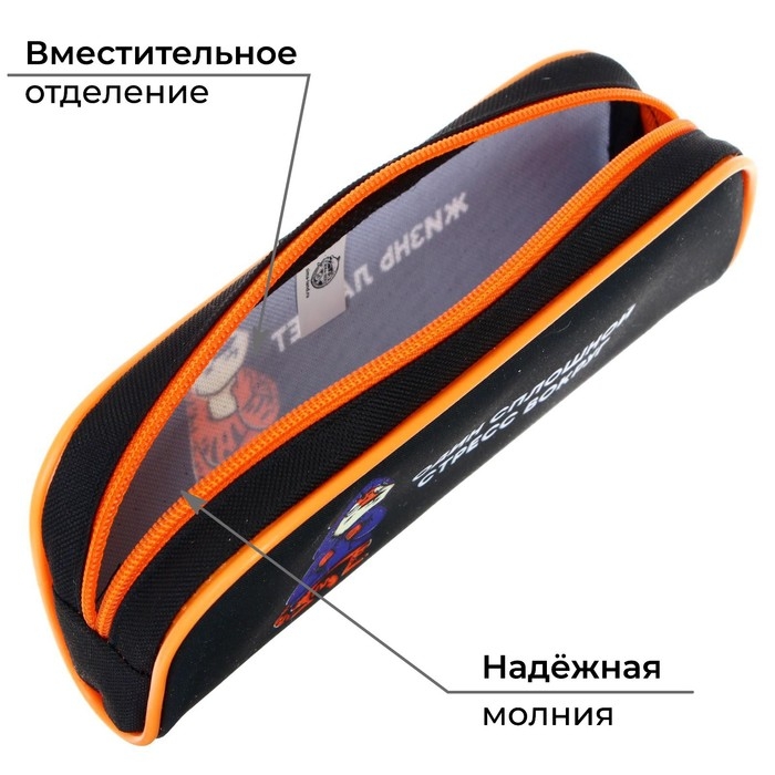 Пенал мягкий, 1 отделение, 80 х 210 х 40 мм, объёмный, Calligrata ПМО 21-20, Пенал мягкий, 1 отделение, 80 х 210 х 40 мм, объёмный, Calligrata ПМО 21-20, "Тигр"