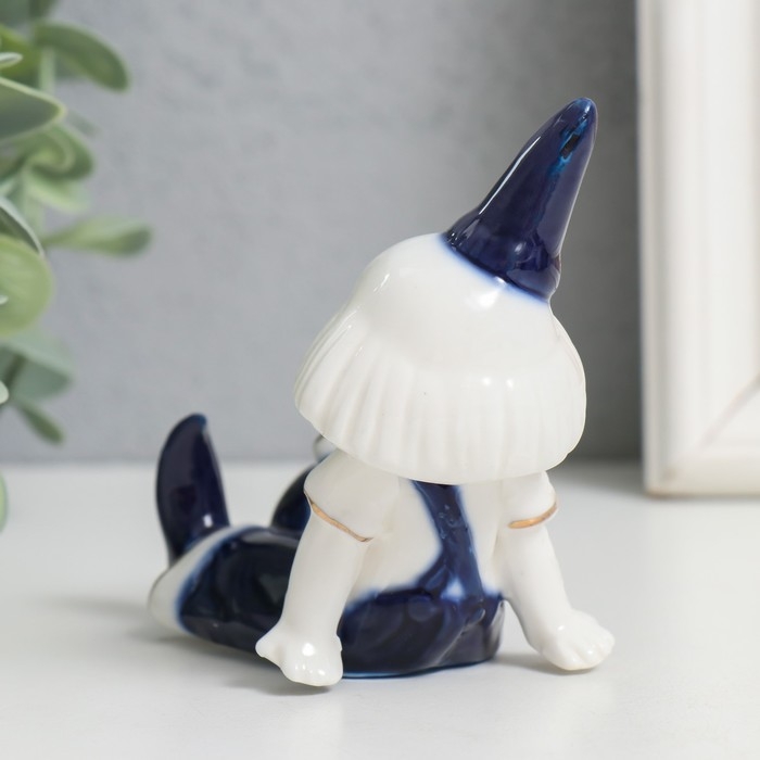 Сувенир керамика  Сувенир керамика "Маленький клоун в колпаке с мячом" кобальт 8,5х5х7 см