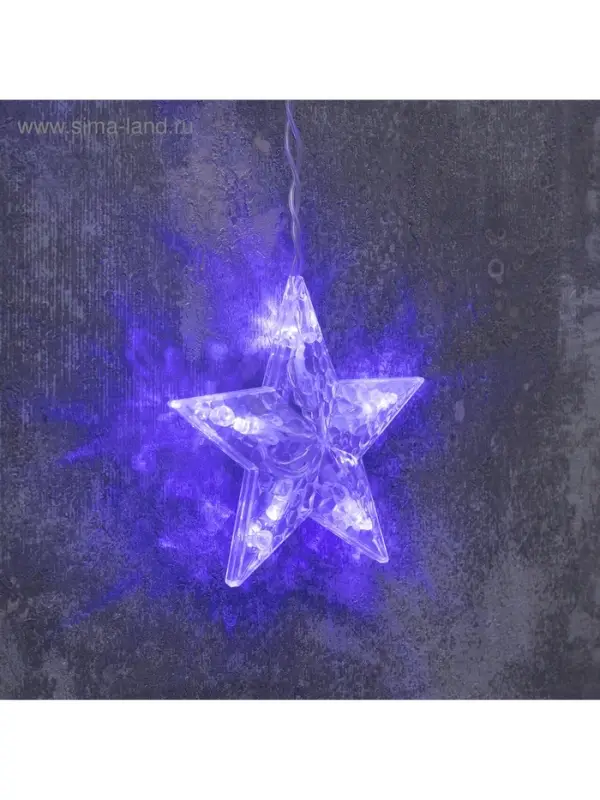 Гирлянда &laquo;Бахрома&raquo; 2.4&times;0.9 м с насадками &laquo;Снежинки&raquo;, IP20, прозрачная нить, 150 LED, свечение синее, 8 режимов, 220 В