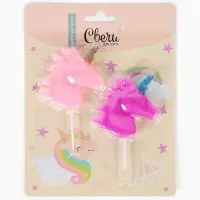 Набор свечей для торта «Волшебный единорог», розовый/сиреневый, 5 см, 2 шт Набор свечей для торта «Волшебный единорог», розовый/сиреневый, 5 см, 2 шт