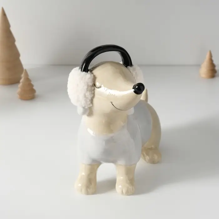 Копилка для денег &laquo;Собачка в тёплых наушниках&raquo;, керамика, 21.7&times;10&times;18.8 см