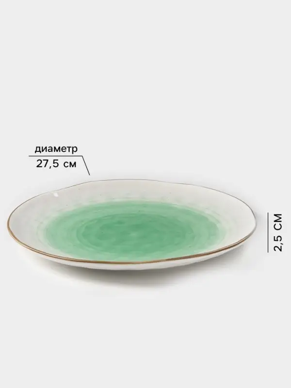 Тарелка Доляна &laquo;Космос&raquo;, d=27.5 см, фарфор, белая, зелёная