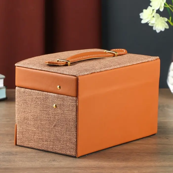 Шкатулка для украшений с замком &laquo;Сундучок. Шоколад&raquo;, искусственная кожа комбинированная, 13&times;15&times;21.5 см