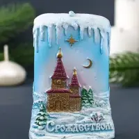 Свеча декоративная &laquo;Ледяная&raquo; 7&times;3.5&times;10.5 см, голубой