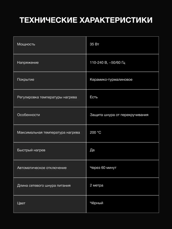 Выпрямитель H-HS1270 черный, 42Вт Выпрямитель H-HS1270 черный, 42Вт