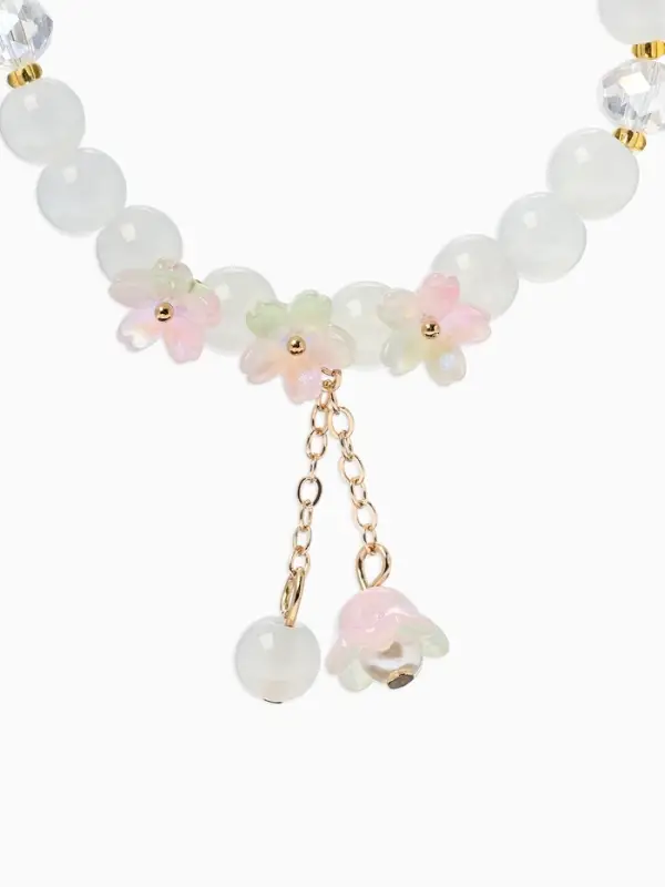 Браслет &laquo;Цветы Незабудки&raquo;, d=6 см, шар №8, белый, розовый