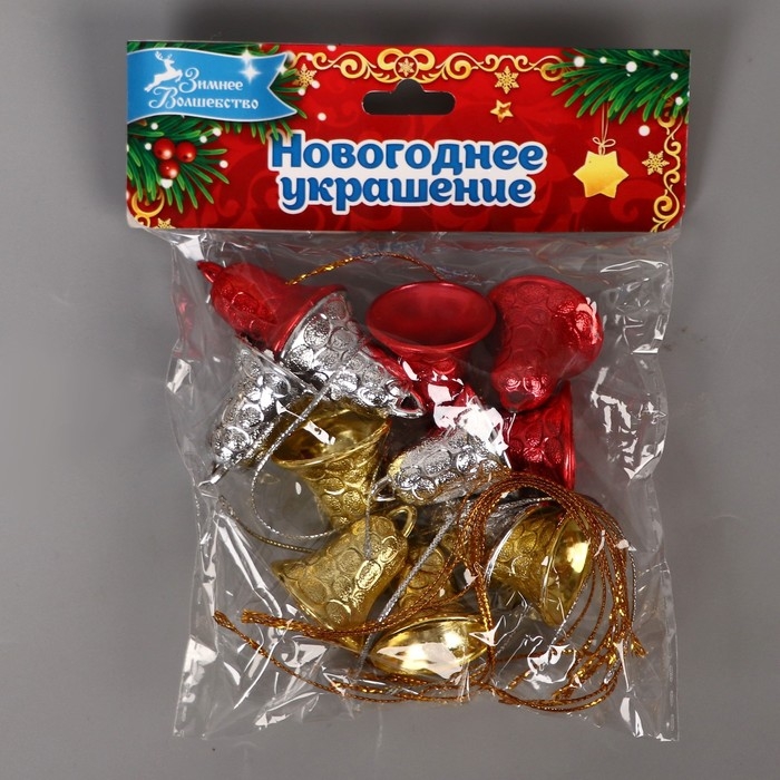 Украшение ёлочное Украшение ёлочное "Колокольчик рельефный" (набор 12 шт) 3 см, микс