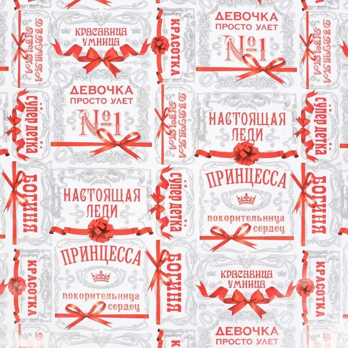 Бумага упаковочная глянцевая "Принцесса", 100 х 70 см
