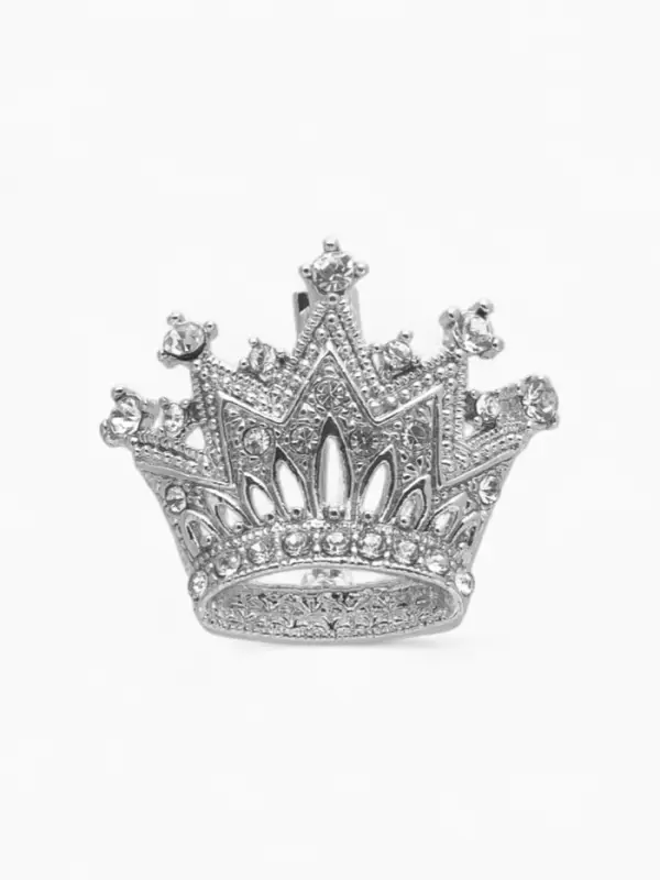 Брошь &laquo;Корона&raquo;, изыск, белая в серебре