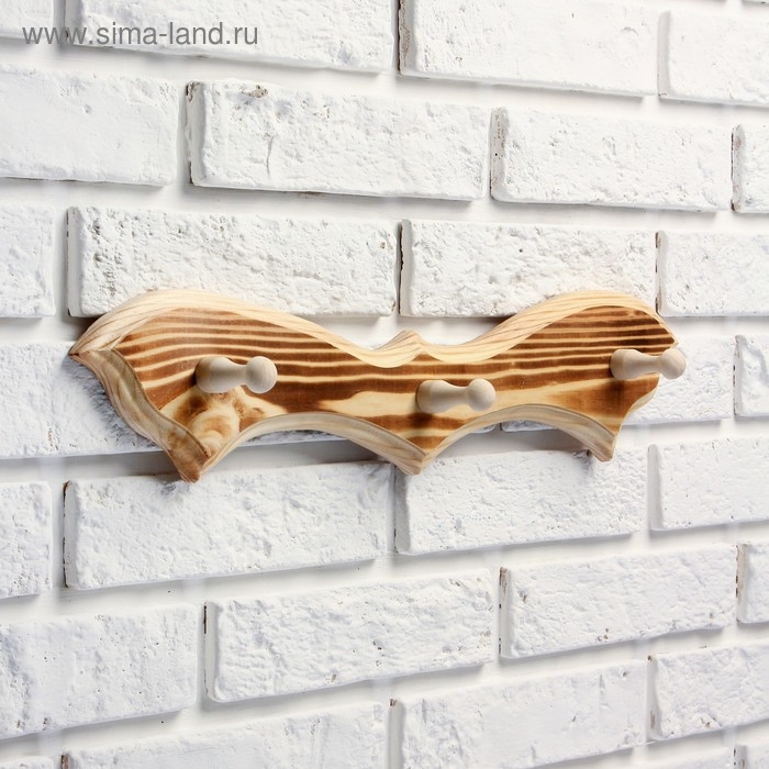 Вешалка Вешалка "Летучая мышь" ЛИПА обожжённая, 3 крючка, 30,5×10×5 см