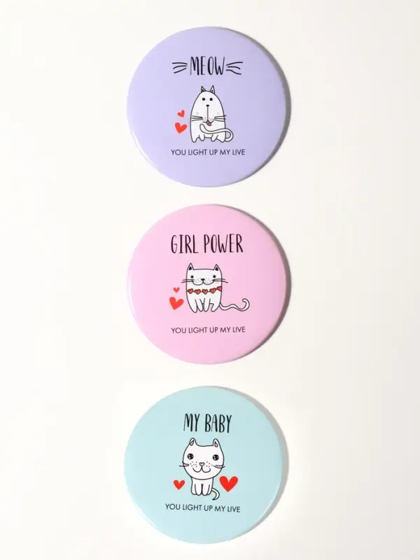 Зеркало карманное «Кошки», d=7 см, МИКС