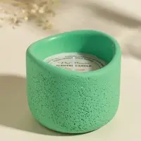 Свеча в вулканическом подсвечнике "Изгиб" мятная 8,3х8,5х7 см