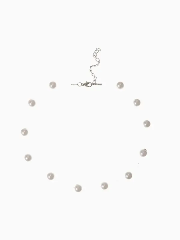 Бусы на леске &laquo;Жемчуг&raquo;, шар №8, белые в серебре, 30 см