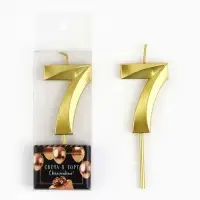 Свеча цифра для торта «7», золото, 2,3 х 8 см