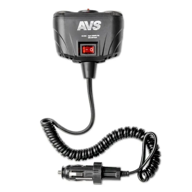 Разветвитель прикуривателя AVS 12/24 (на 2 выхода+2USB) CS230U