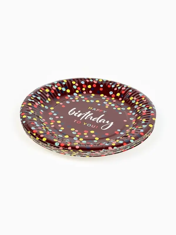 Тарелка одноразовая бумажная «Happy Birthday», конфетти, 18 см
