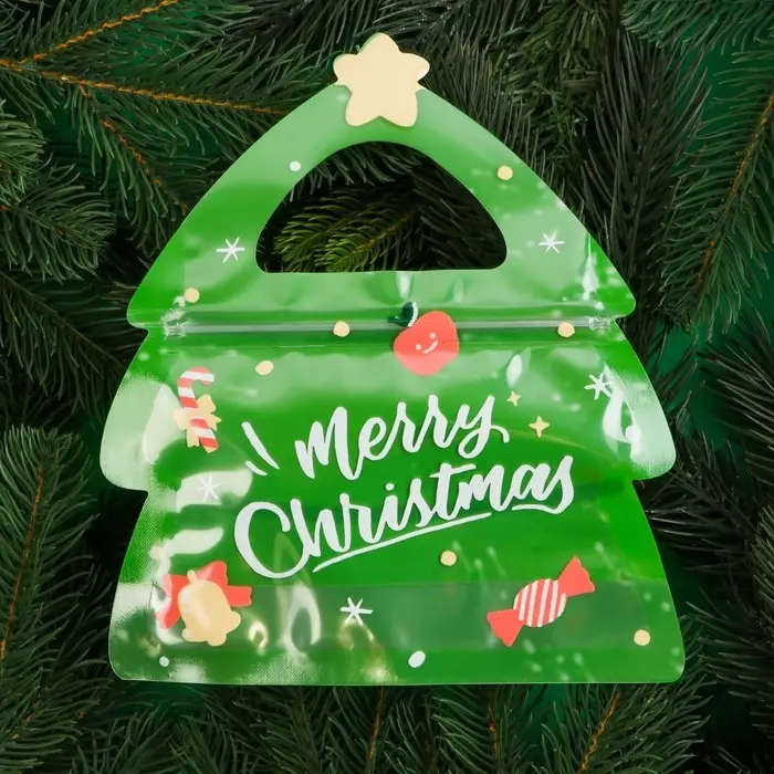 Пакет подарочный,  Пакет подарочный, "Ёлочка", с zip-lock застежкой, 18,5х6,9х21см.