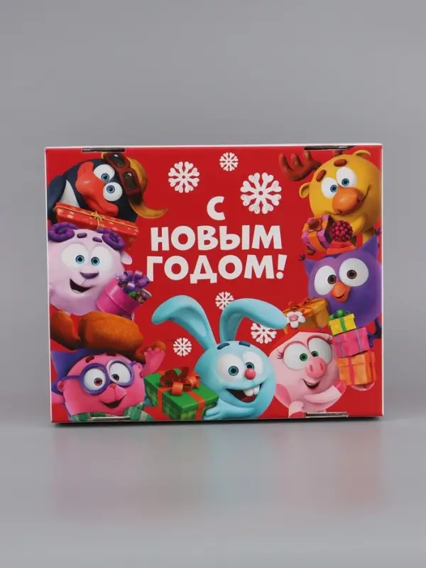 Коробка складная, с крышкой, "Счастливого нового года", 31 х 25,5 х 16 см, Смешарики
