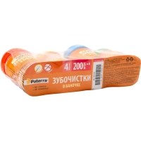 Зубочистки бамбук., PATERRA, 200 шт. в пластиковой баночке, (401-623)