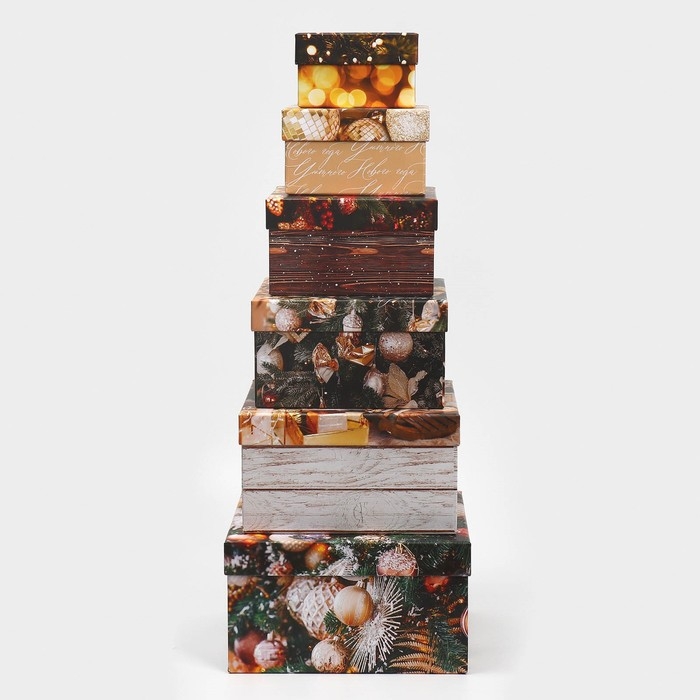 Набор подарочных коробок 6в1 «С Новым годом», 10 х 10 х 6 - 20 х 20 х 11 см, Новый год Набор подарочных коробок 6в1 «С Новым годом», 10 х 10 х 6 - 20 х 20 х 11 см, Новый год