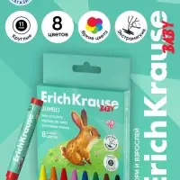 Восковые мелки 8 цв, ErichKrause Baby Jumbo, утолщ, кругл, европодвес