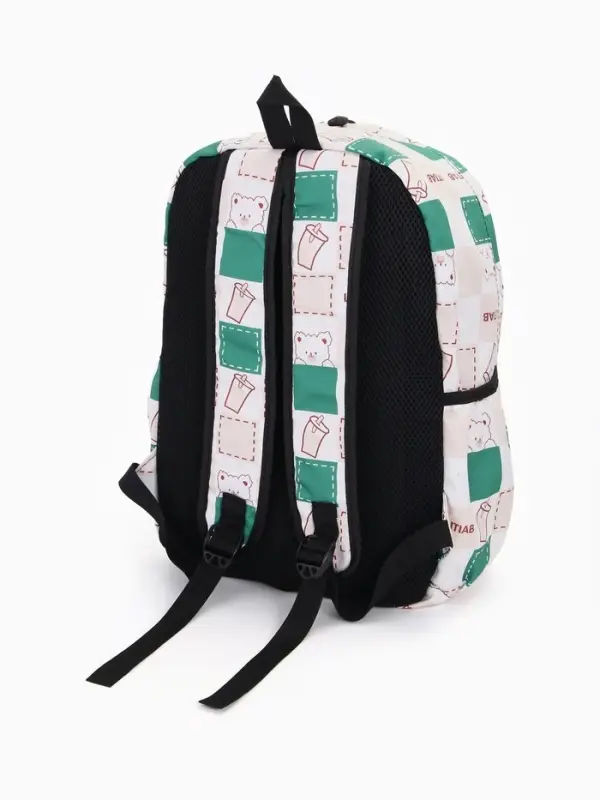 Рюкзак школьный на молнии, с карманами, с рисунком, размер 30&times;13&times;42 см, с принтом, бежевый