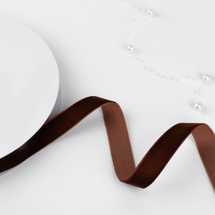 Лента бархатная, 15 мм, 18±1 м, коричневая №119 Лента бархатная, 15 мм, 18±1 м, коричневая №119