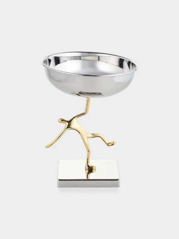 Блюдо сервировочное на подставке &laquo;Человек&raquo;, d=18 см, нержавеющая сталь, латунь