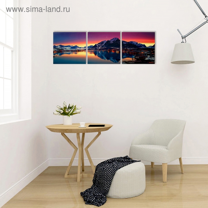 Модульная картина  Модульная картина "Горный хребет" (3-35х35) 35х105 см