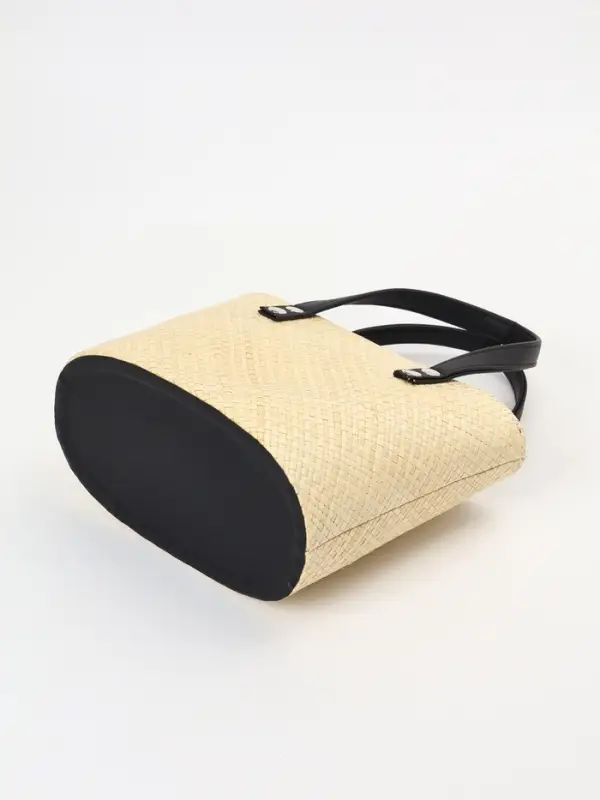 Сумка плетёная из пандана, 26&times;15&times;38 см, бежево-чёрная