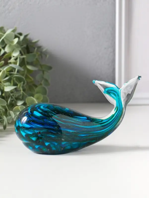 Сувенир стекло "Кит" под муранское стекло 6х16,5х9,8 см