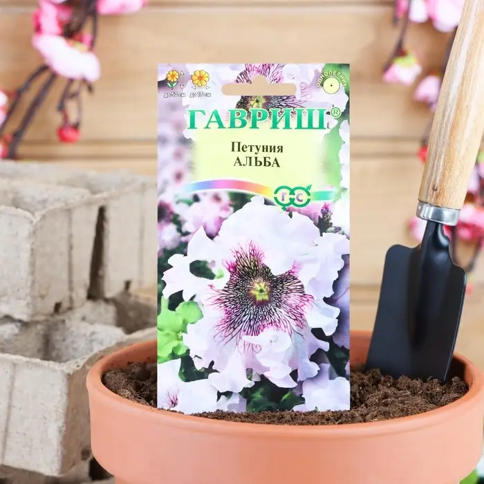 Семена цветов Петуния Семена цветов Петуния "Альба" бахромчатая, О, пробирка, ц/п, 7 шт.