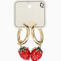 Серьги "Земляника", цвет красный в золоте