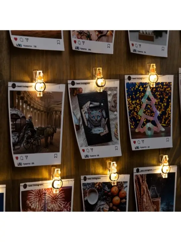 Гирлянда &laquo;Нить&raquo; 2 м роса с насадками &laquo;Прищепки-пингвин&raquo;, IP20, серебристая нить, 20 LED, батарейки ААх2 (не в комплекте), свечение тёплое белое