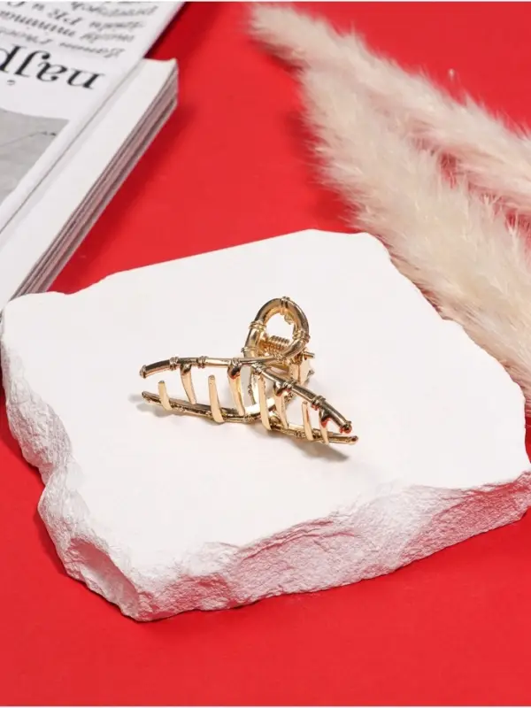 Крабик для волос &laquo;Валери&raquo;, бамбуковая петелька, 5 см, золотистый