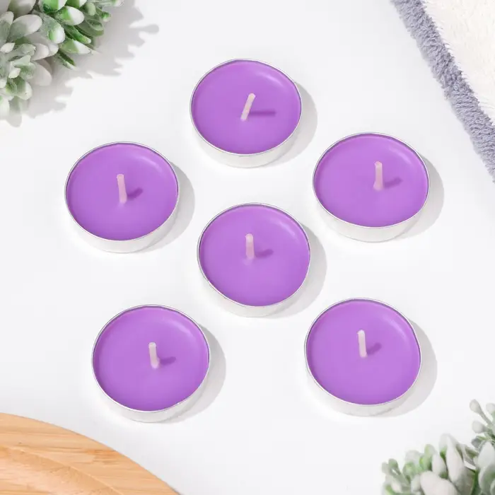 Набор свечей чайных ароматических, 6 шт, лаванда Набор свечей чайных ароматических, 6 шт, лаванда