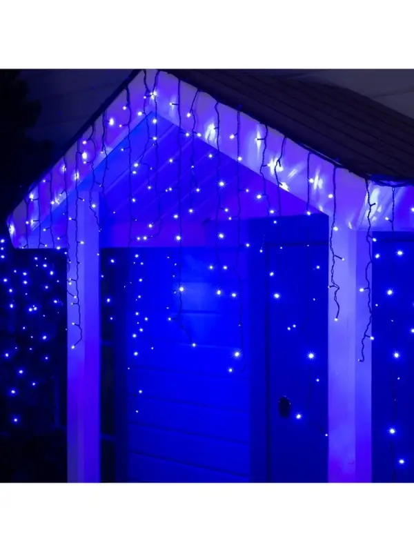 Гирлянда &laquo;Бахрома&raquo; 3&times;0.9 м, IP44, УМС, тёмная нить, 232 LED, свечение синее, 220 В