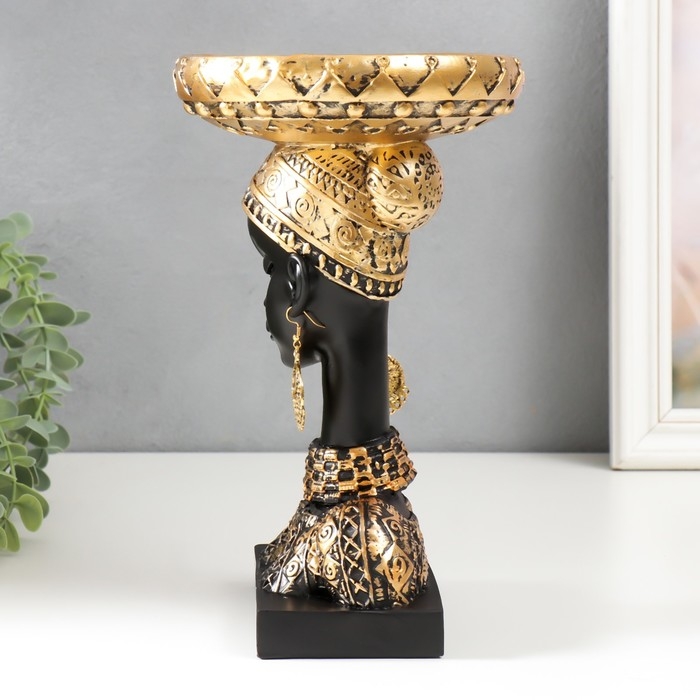 Сувенир полистоун подставка Сувенир полистоун подставка "Африканка в золотом уборе, с серьгами в ушах" 25х15х15 см