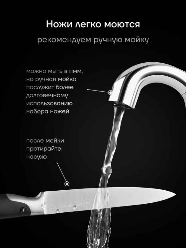 Набор кухонных ножей с ножеточкой Graphit-4SS 4 предмета