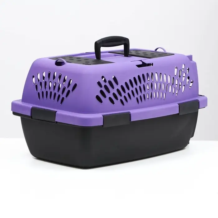 Переноска для животных, 49&times;32&times;27, с металлической дверью, пластик, фиолетовая