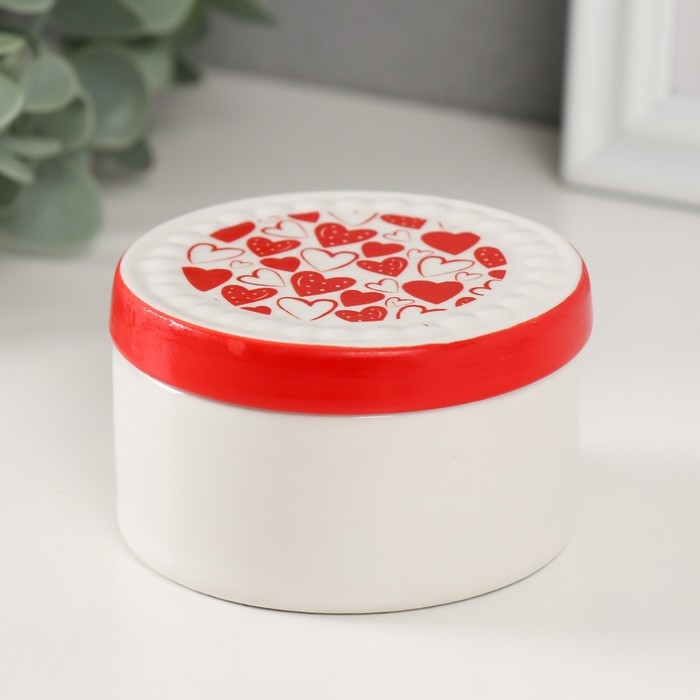 Шкатулка керамика Шкатулка керамика "Сердечки" 7,5х7,5х4,5 см