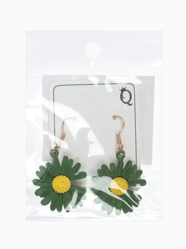 Серьги металл &laquo;Яркость&raquo;, ромашки, жёлто-зелёные