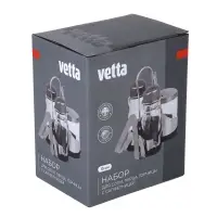 VETTA Набор для соли, перца и горчицы с салфетницей "Комфорт", h13см, нерж. сталь, стекло