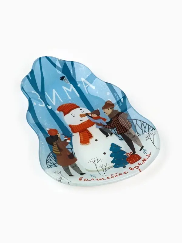 Тарелка новогодняя плоская &laquo;Зима&raquo;, 13.4&times;20.5 см