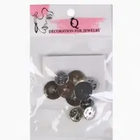 Основа для броши/значка (набор 5 шт.), площадка 1.5 см, цвет серебро