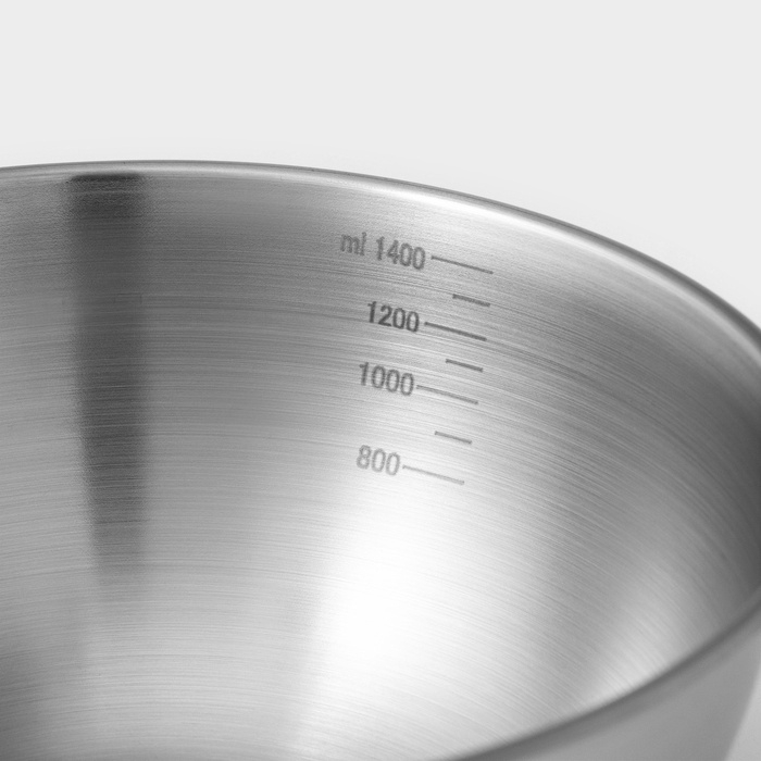 Миски-салатники Sphere, 950 мл, 1,55 л, 3,4 л, с мерной шкалой, нержавеющая сталь, набор 3 шт, серебряные Миски-салатники Sphere, 950 мл, 1,55 л, 3,4 л, с мерной шкалой, нержавеющая сталь, набор 3 шт, серебряные