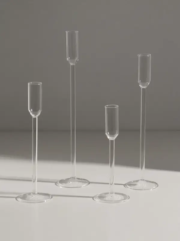 Подсвечник стекло  Подсвечник стекло "Валери" прозрачный d=2 см набор 4 шт 7,2х18 7,2х22 7,2х27  7,2х30 см