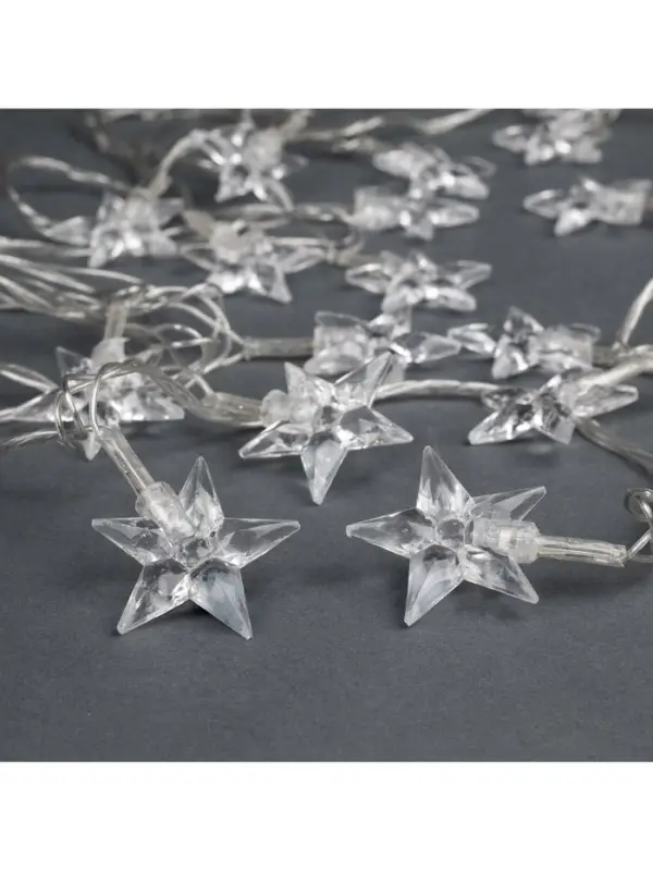 Гирлянда &laquo;Нить&raquo; 5 м с насадками &laquo;Звезда средняя&raquo;, IP20, прозрачная нить, 20 LED, свечение мульти (RG/RB), мигание, 220 В